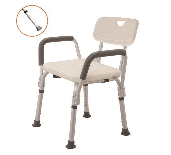portable shower and bath chair with arms and backrest